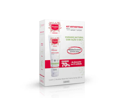 Kit Prevenção de Estrias – 2 Mustela Maternité Creme Estrias 250 ml com 70% na 2ª unidade